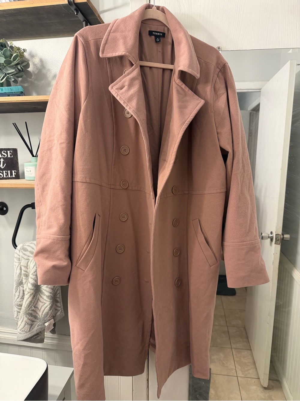 torrid muted rose double-breasted trench coat